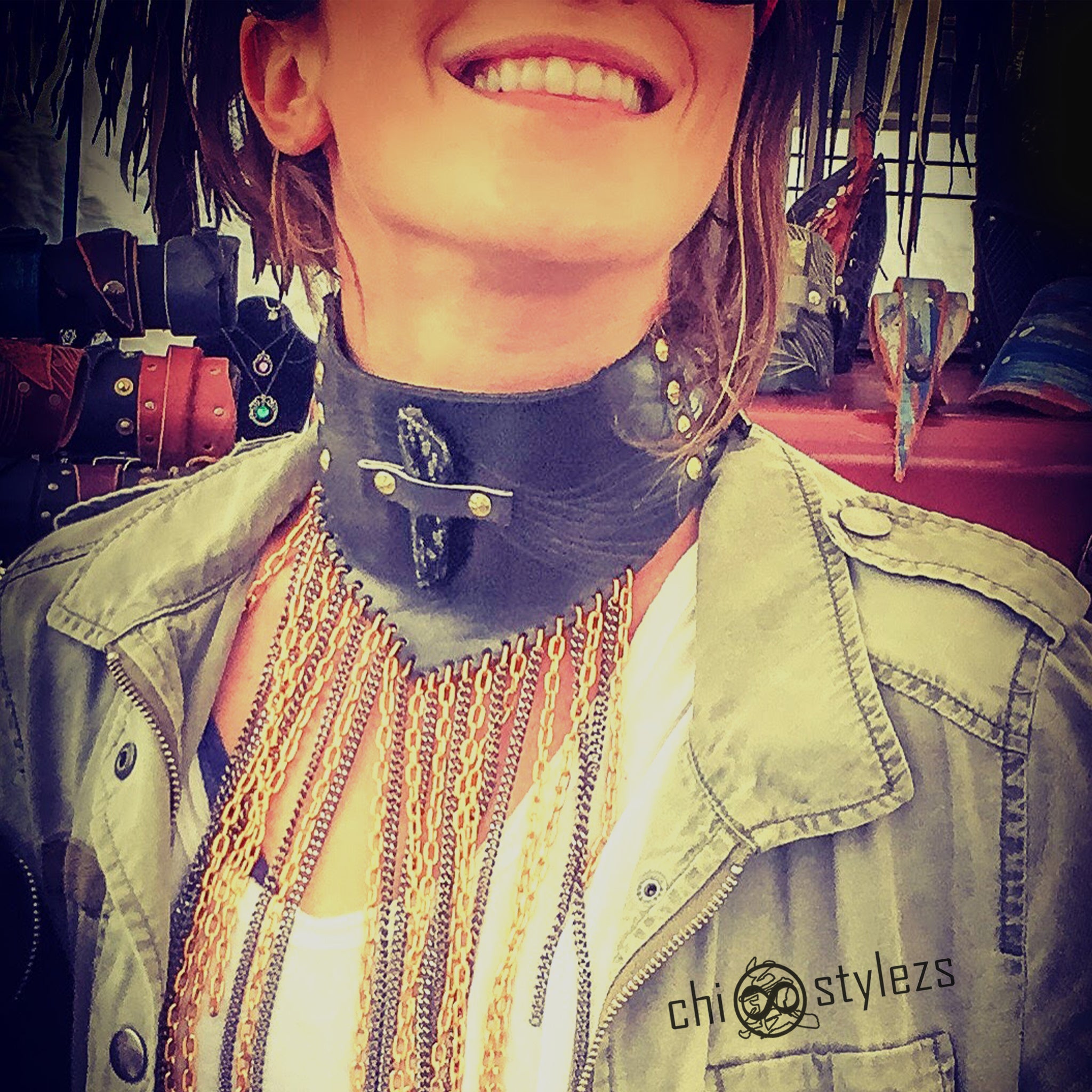 Chi Choker avec Metal Fringe (Custom Commission)